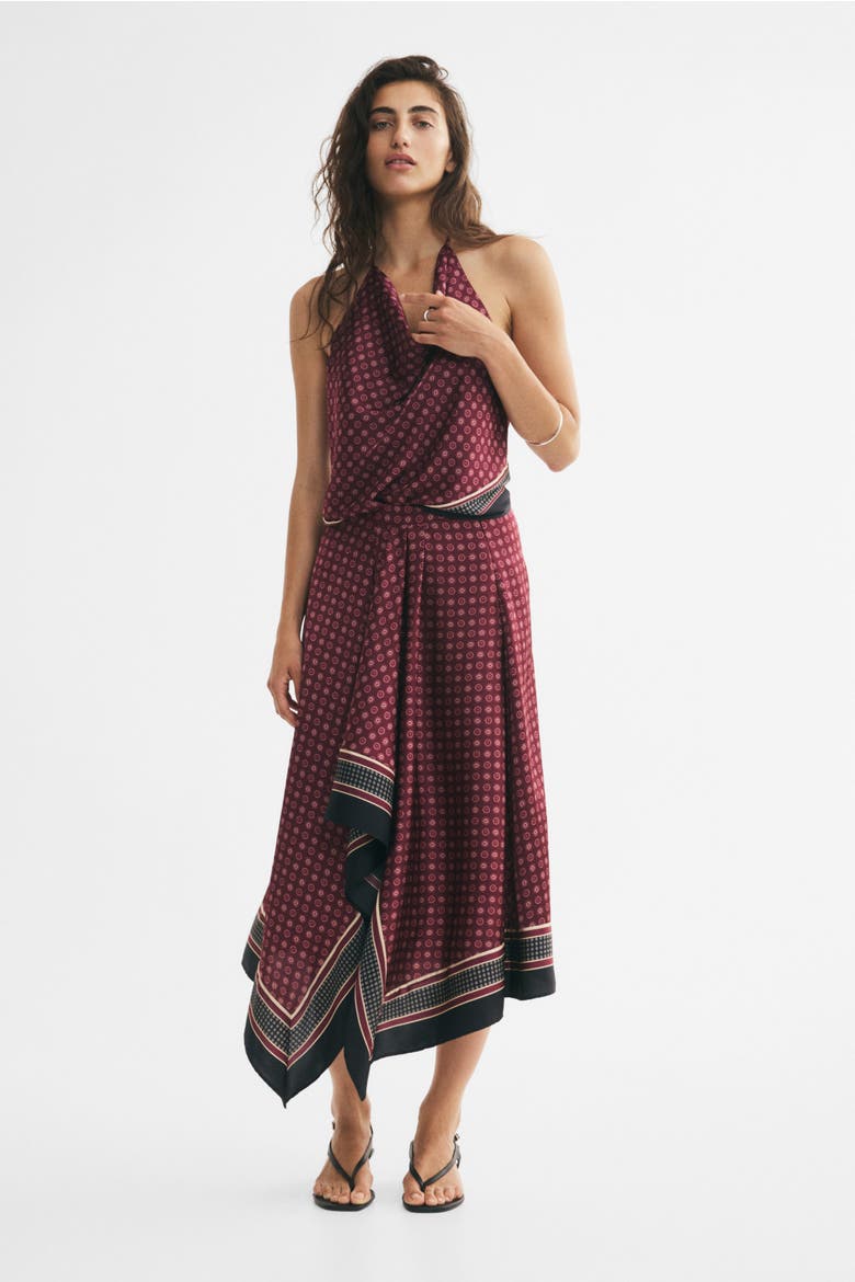 Satin Handkerchief Skirt, Alternate, color, Burgundy/patterned