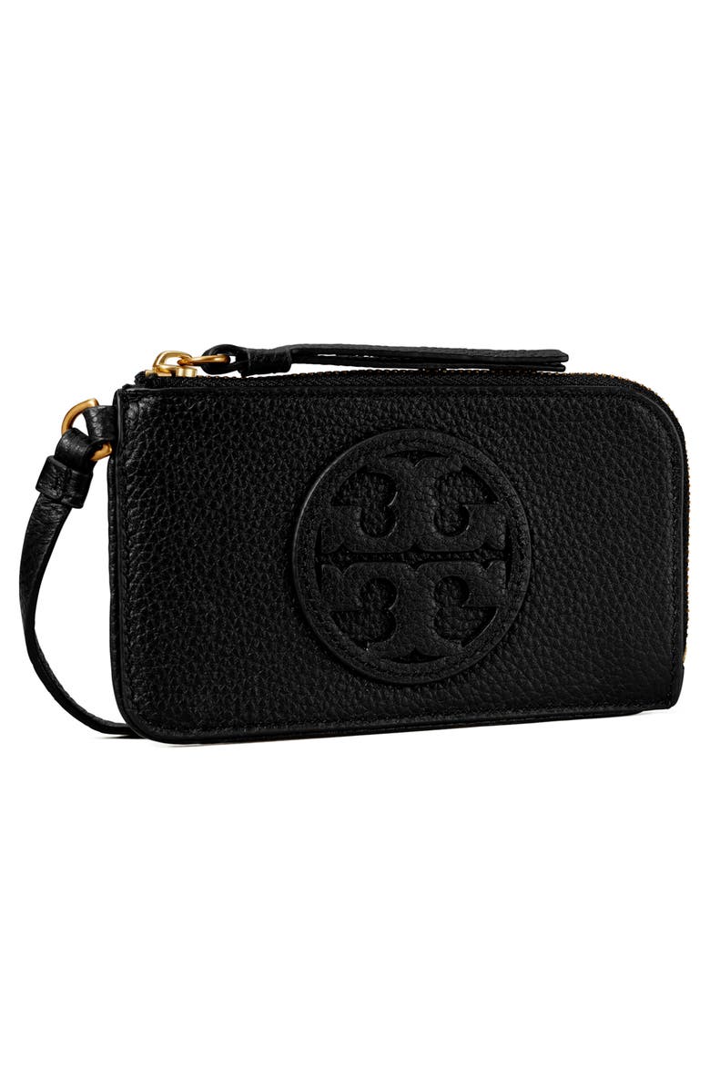 Tory Burch Miller Top Zip Leather Card Case, Alternate, color,