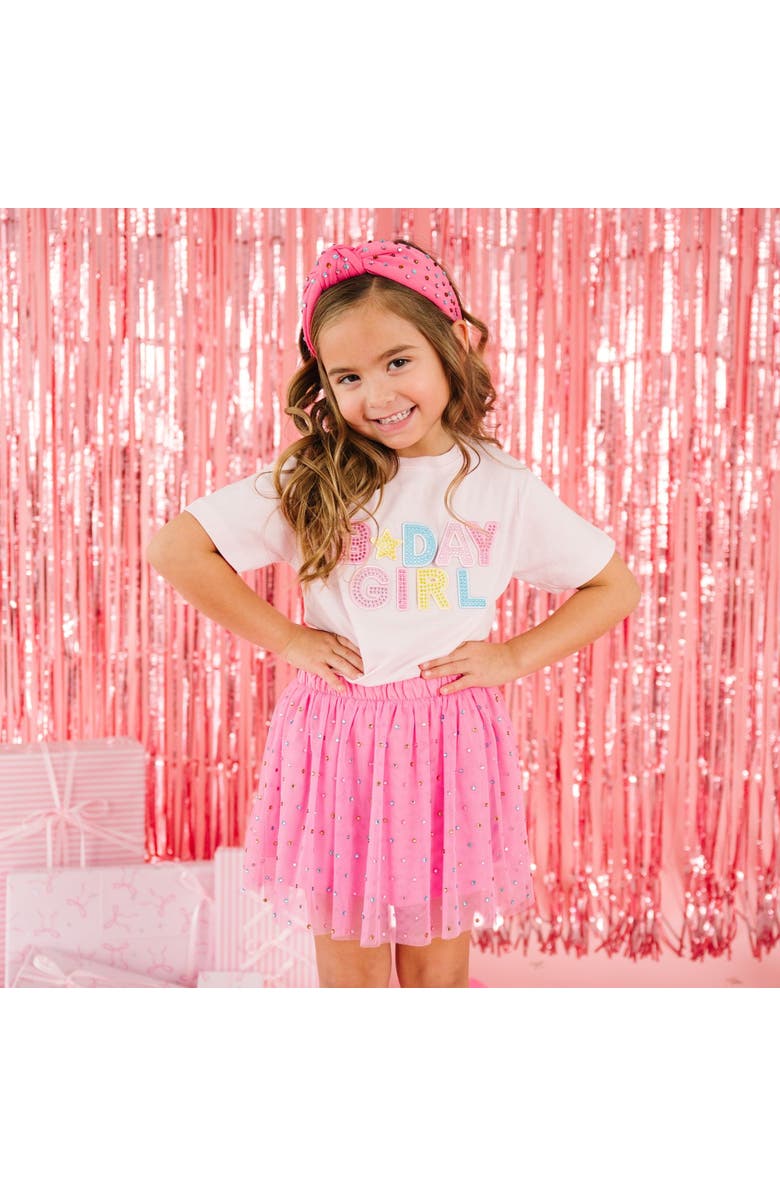 Sweet Wink Birthday Girl Rhinestone Patch Short Sleeve T-Shirt, Alternate, color, Ballet Pink
