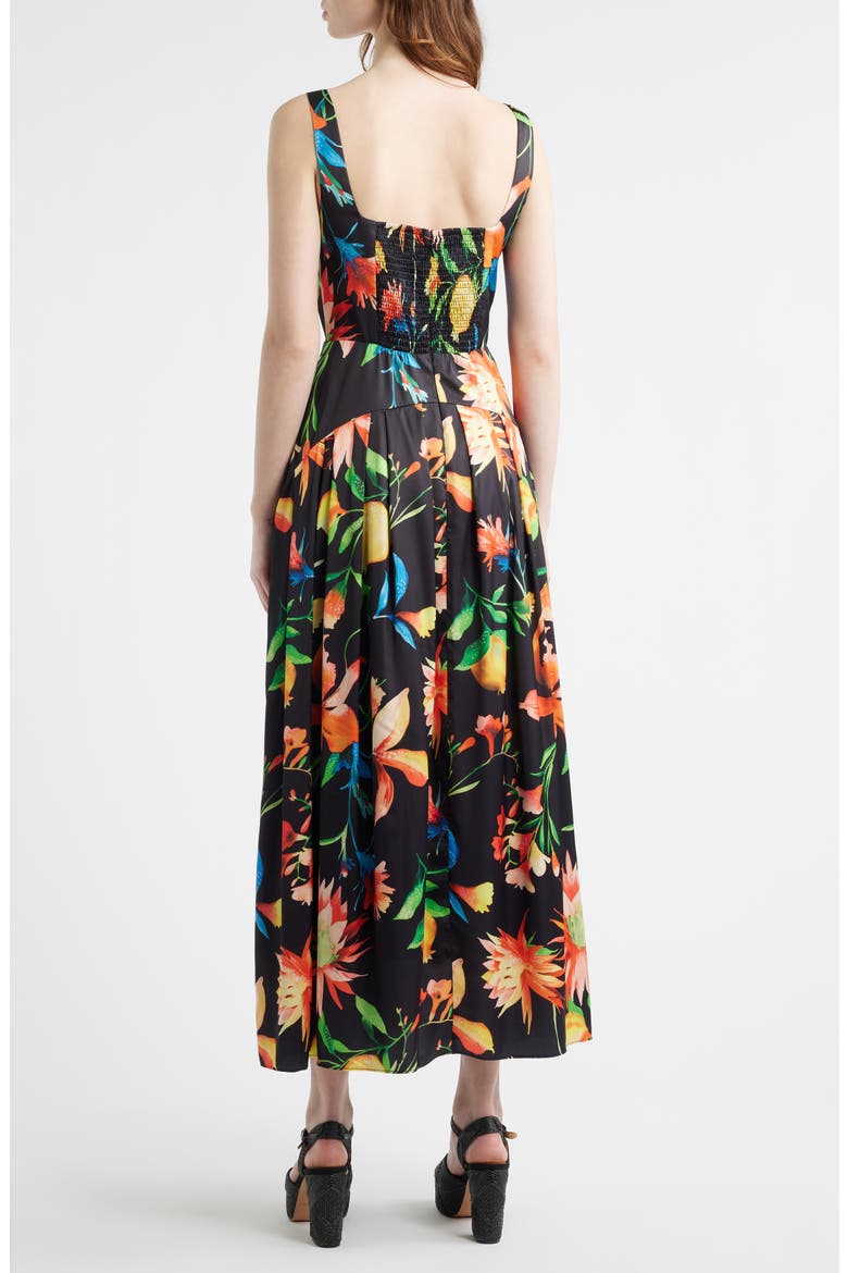 Juno Floral Print Midi Dress, Alternate, color, BLACK MULTI