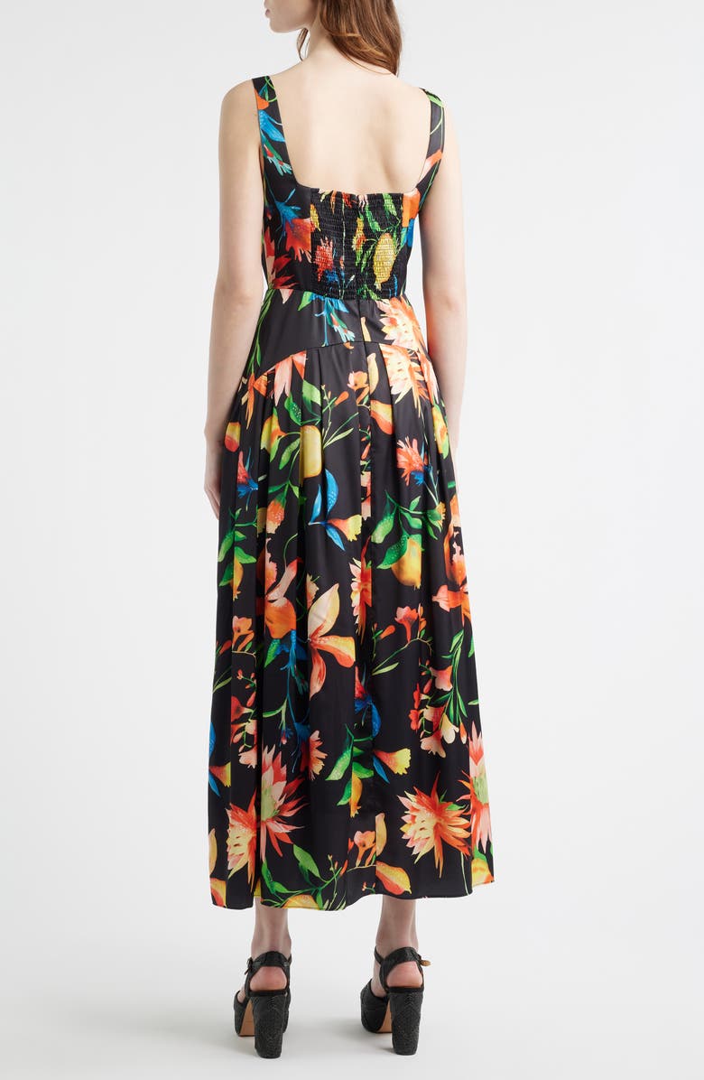 CIEBON Juno Floral Print Midi Dress, Alternate, color, Black Multi