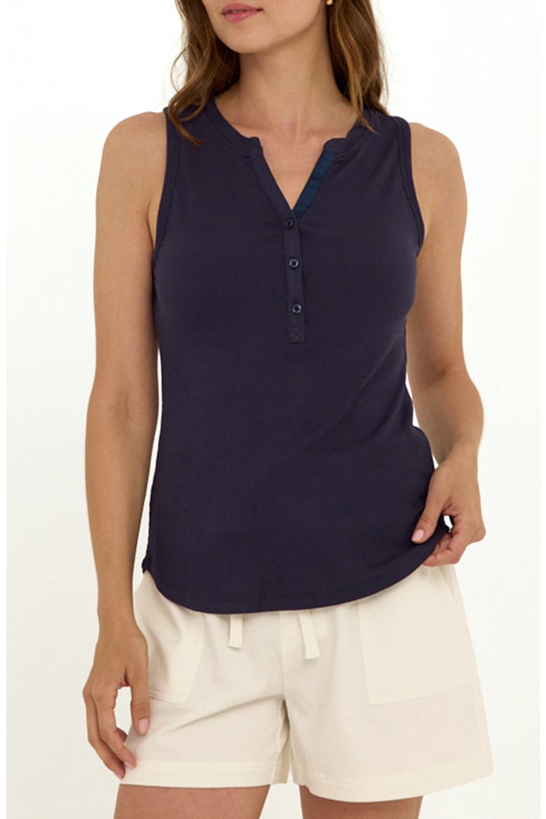 Akia Feather Ribbed Henley Tank, Main, color, STARGAZER