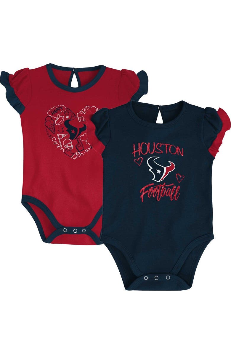 Outerstuff Newborn & Infant Navy/Red Houston Texans Too Much Love Two-Piece Bodysuit Set, Main, color,