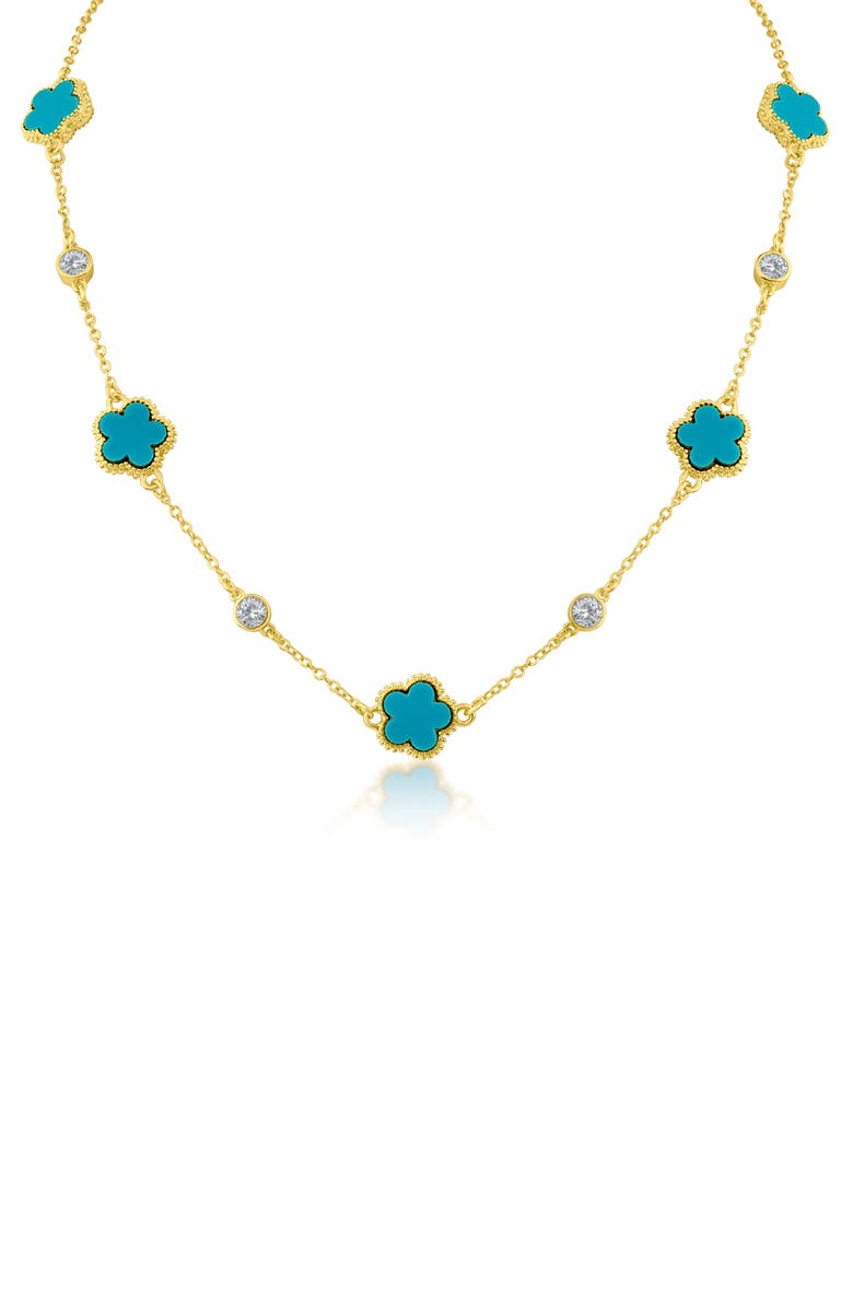 CZ by Kenneth Jay Lane Cubic Zirconia & Clover Station Necklace, Alternate, color, 