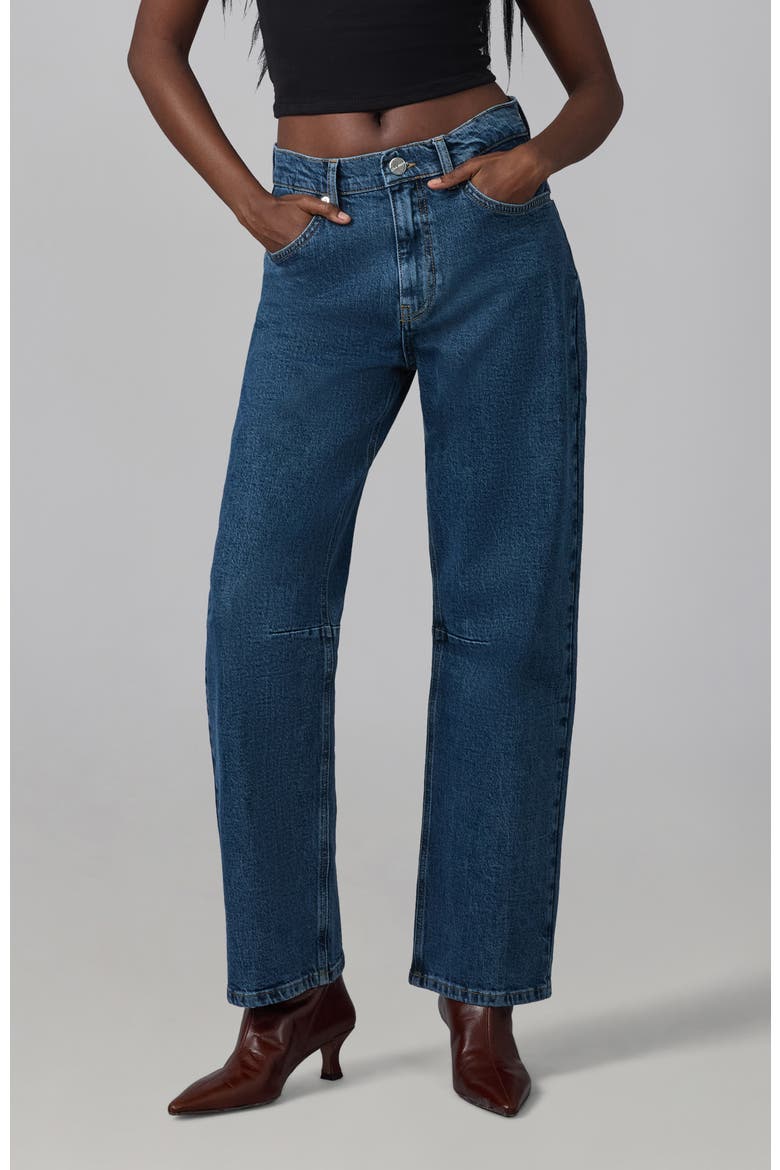 Dylan High Rise Barrel Jeans, Main, color, Classic Stone Blue