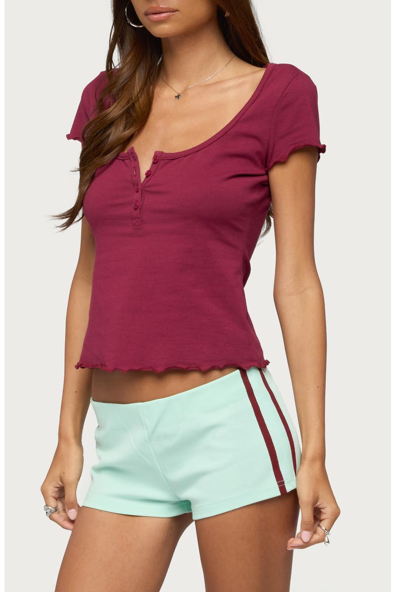 Lilibeth Short Sleeve Henley T-Shirt, Alternate, color, BURGUNDY