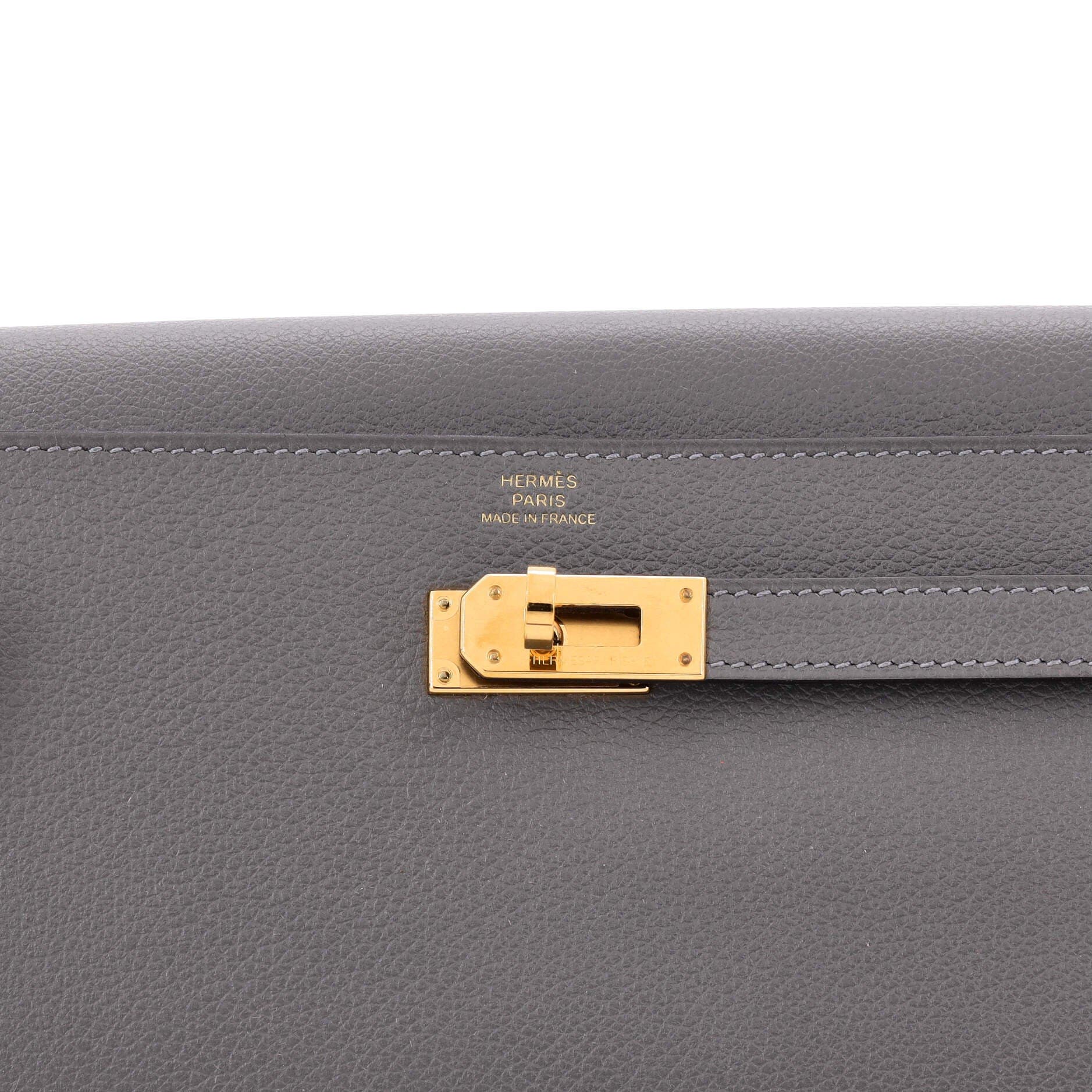 Pre-Owned Hermes Kelly To Go Wallet Evercolor, Alternate, color, Gris Meyer