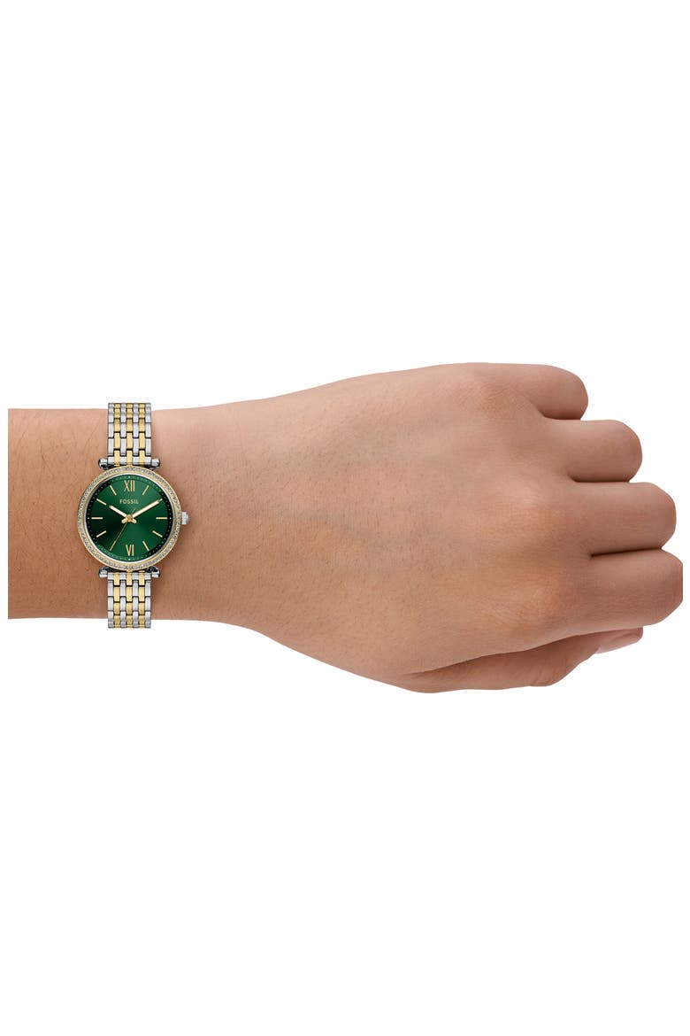 Carlie Mini Two-Tone Bracelet Watch, 28mm, Alternate, color, TWO TONE GREEN