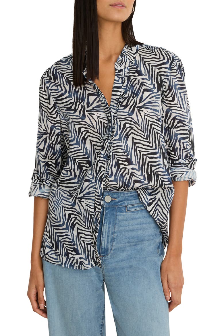 Inked Lines Button-Up Shirt, Main, color, INDIGO MULTI