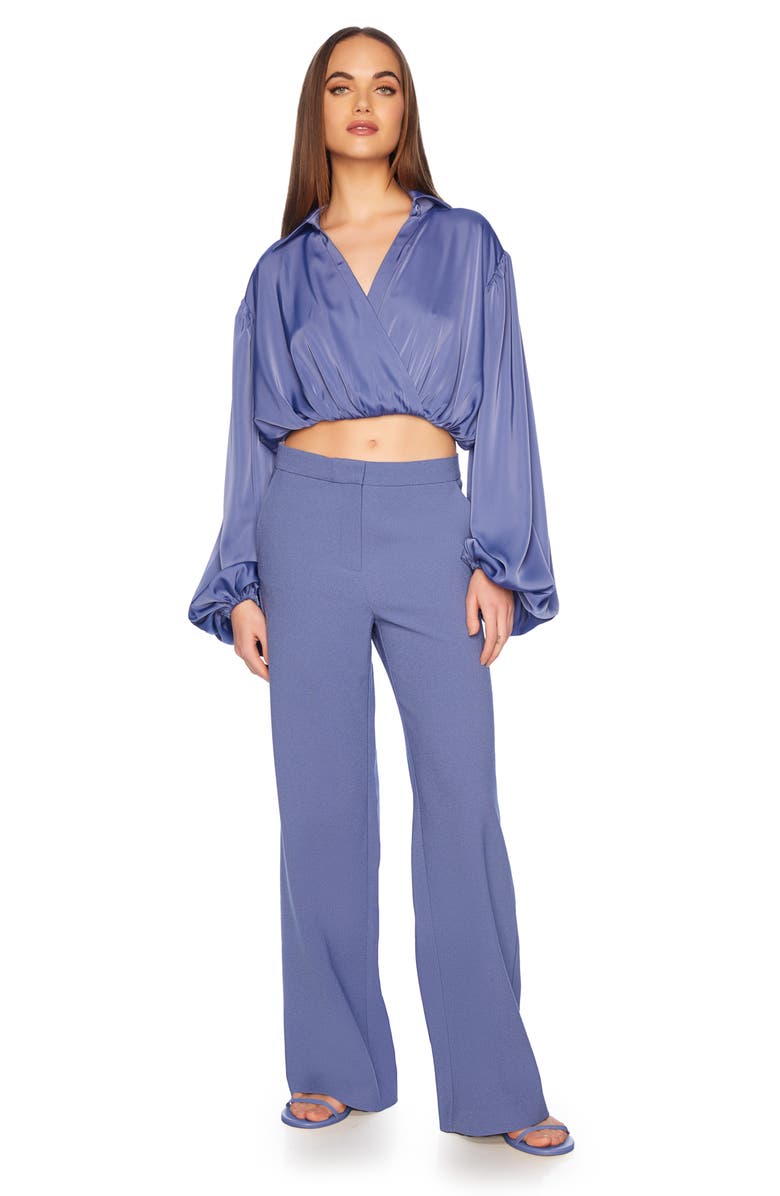 Susana Monaco Pebble Weave Wide Leg Pants, Alternate, color, Mediterranean