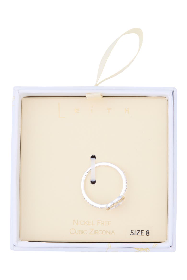 Two-Tone Cubic Zirconia Heart Ring, Alternate, color, CLEAR- SILVER- GOLD