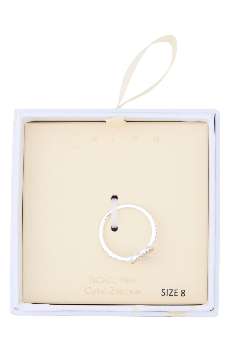 Leith Two-Tone Cubic Zirconia Heart Ring, Main, color, Clear- Silver- Gold