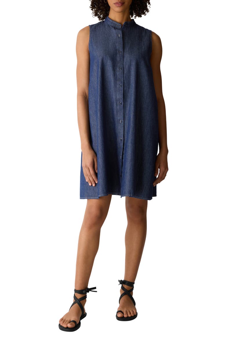 Sleeveless Denim Dress, Main, color, DARK INDIGO