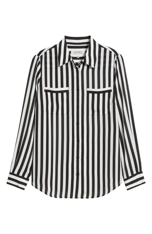 Kasper Stripe Button-up Shirt In Black