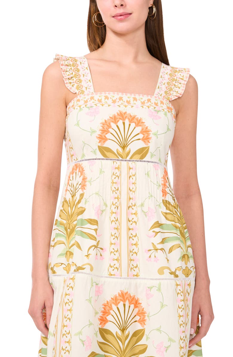 CeCe Print Pintuck Sleeveless Midi Dress, Alternate, color, New Ivory