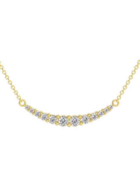 1/2Ct TW Diamond Graduated Bar Necklace 14k Gold Lab Grown Pendant 28mm