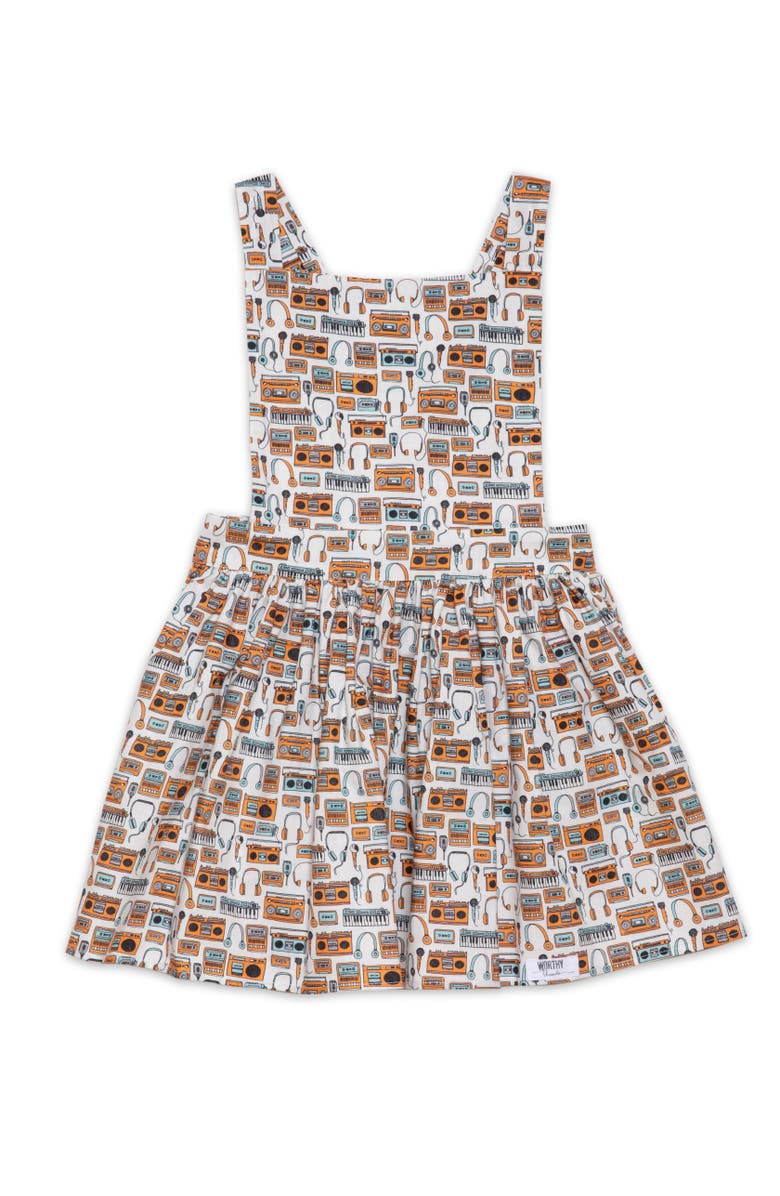 WORTHY THREADS Girls Pinafore Dress, Main, color, Boommbox/Headphones