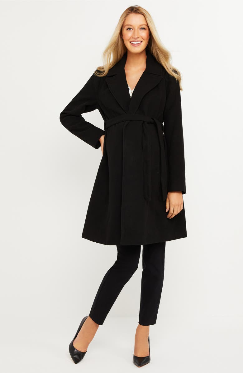 MOTHERHOOD MATERNITY Belted Maternity Wrap Coat, Alternate, color, 