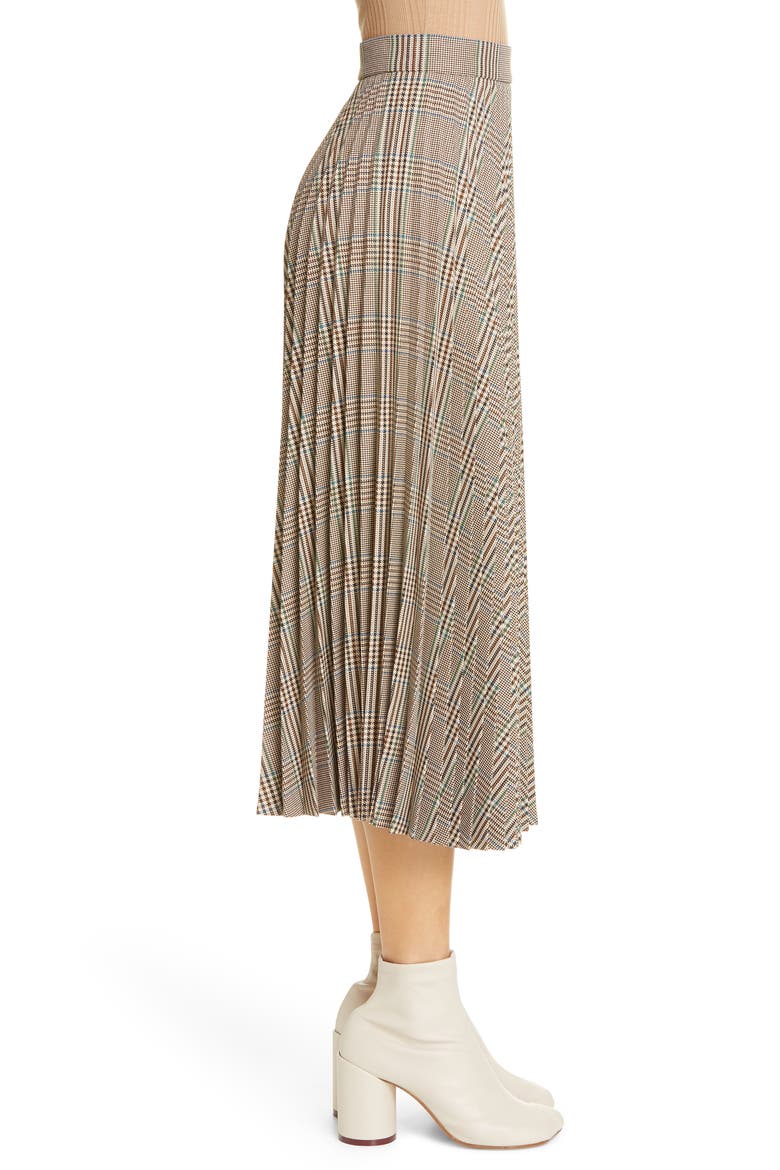 Plaid Pleated Midi Skirt, Alternate, color, CHECK BEIGE