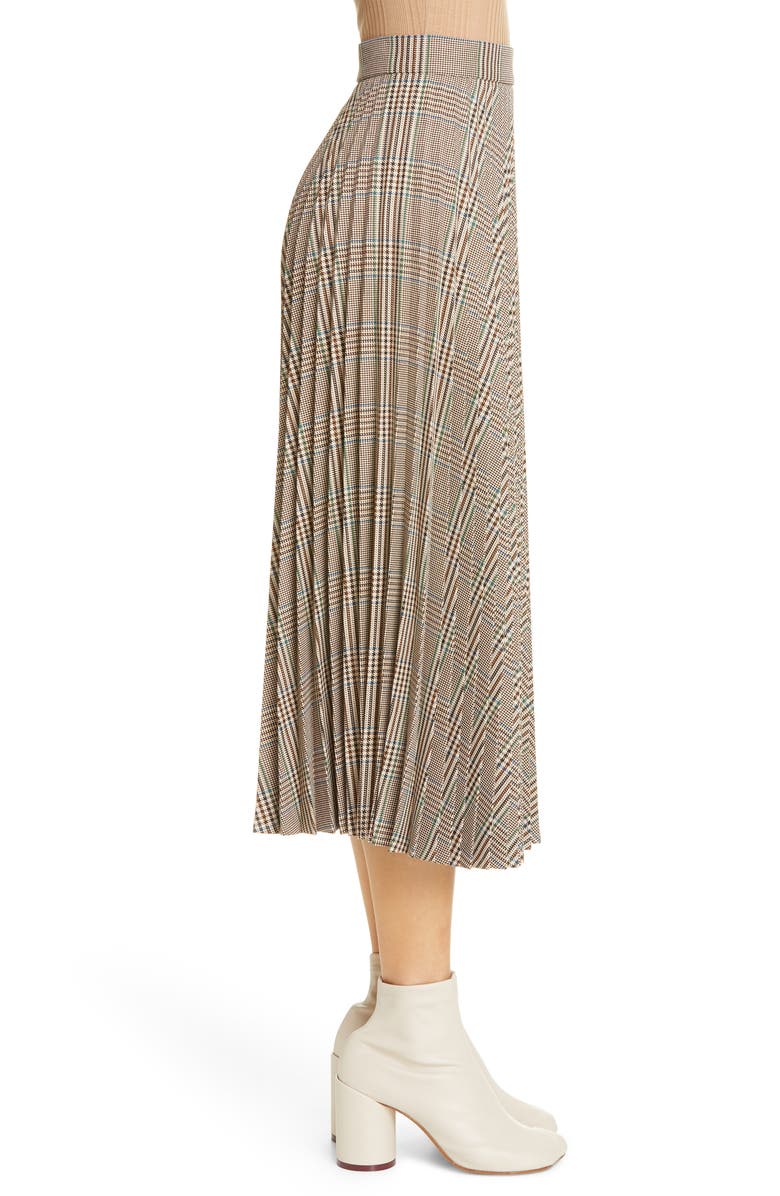 MM6 Maison Margiela Plaid Pleated Midi Skirt, Alternate, color, 