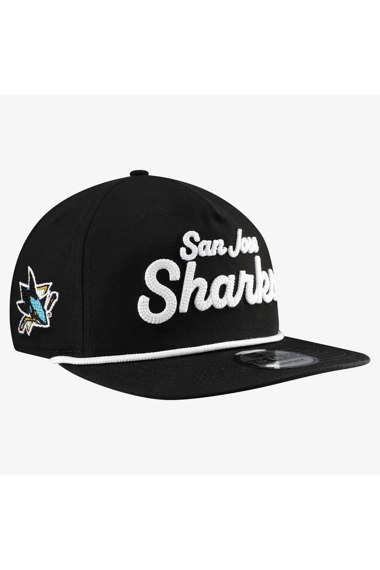 Men's New Era  Black San Jose Sharks Team Text Golfer Adjustable Hat, Main, color, Black