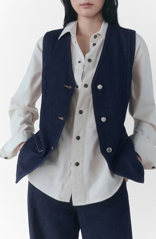 Shop Mango Denim Vest In Open Blue