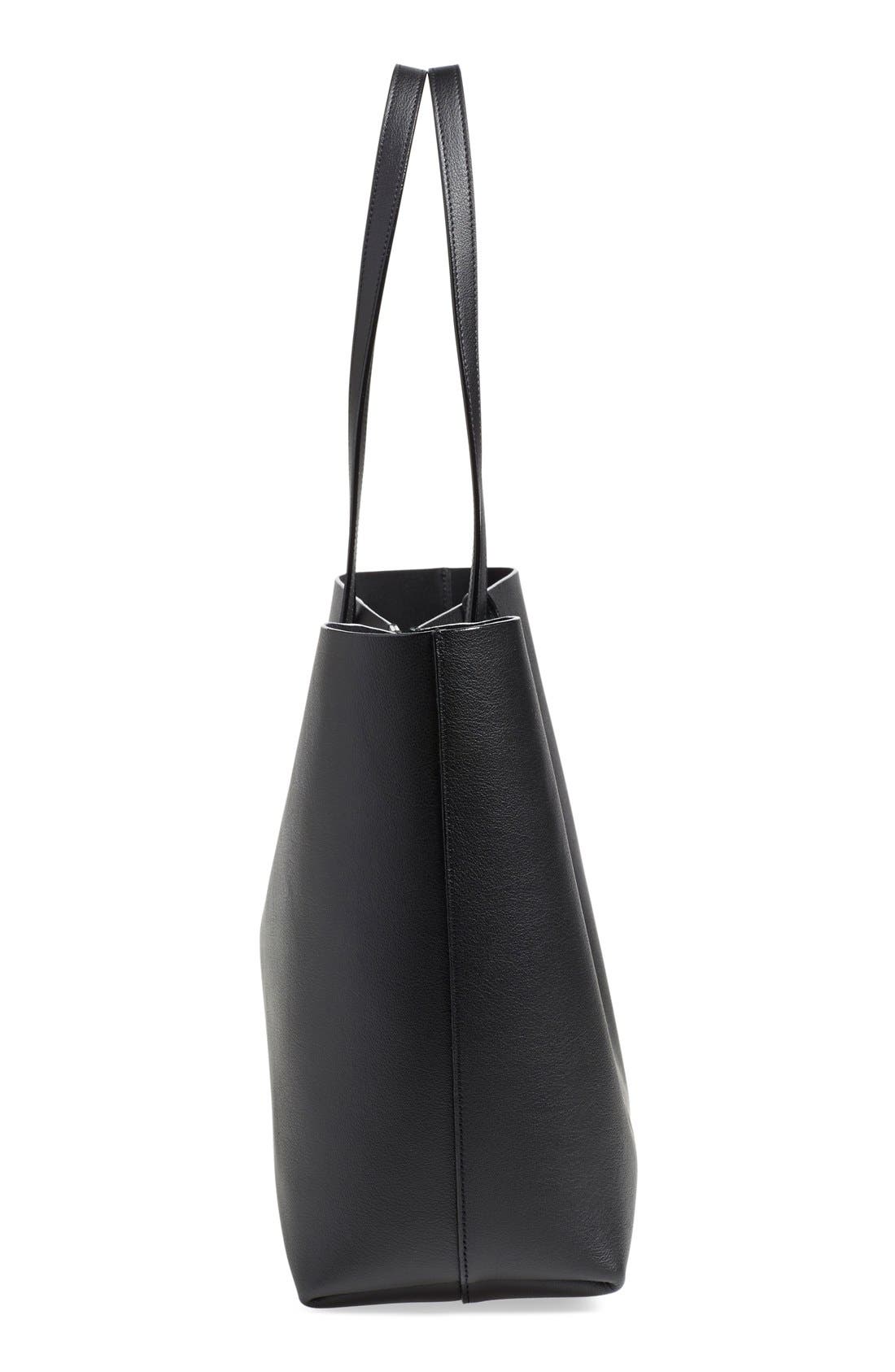 'Shopping' Leather Tote, Alternate, color, NOIR/ NOIR
