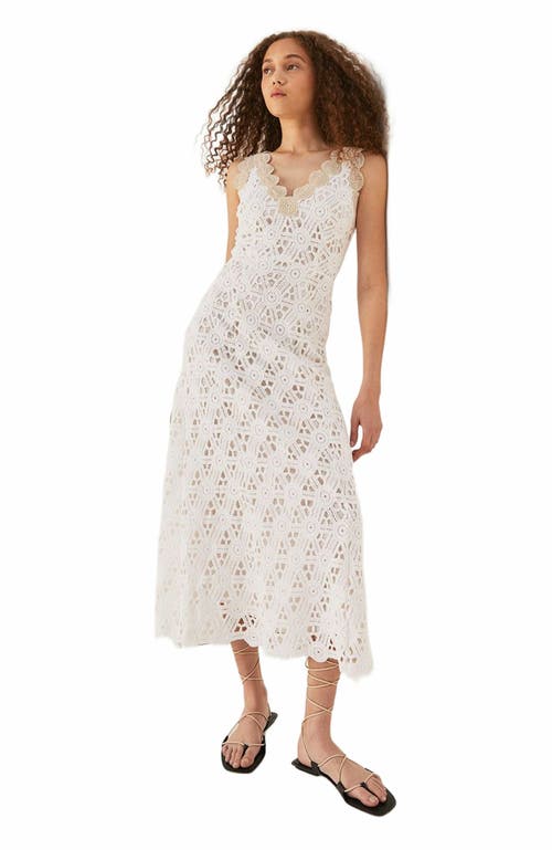 Rebecca Taylor Macrame Midi Dress in Milk 