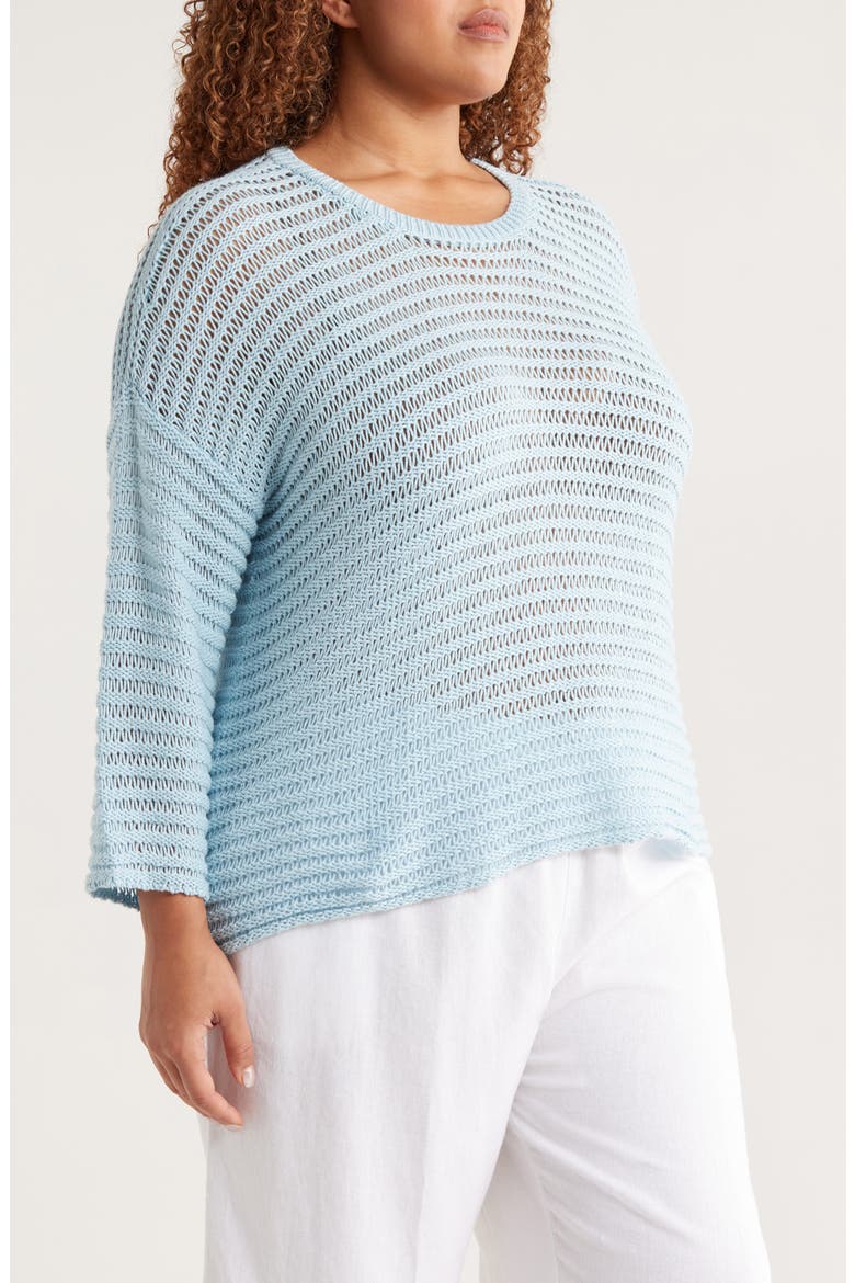 Open Stitch Organic Cotton Sweater, Alternate, color, PALE SKY