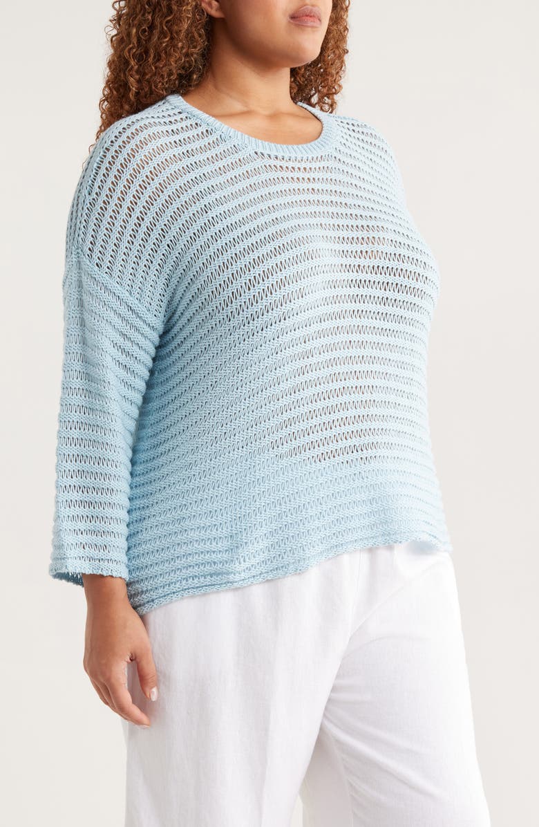 Eileen Fisher Open Stitch Organic Cotton Sweater, Alternate, color, Pale Sky