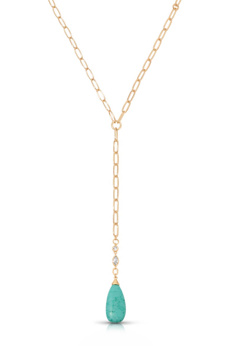 Teardrop Y-Necklace, Alternate, color, TURQUOISE