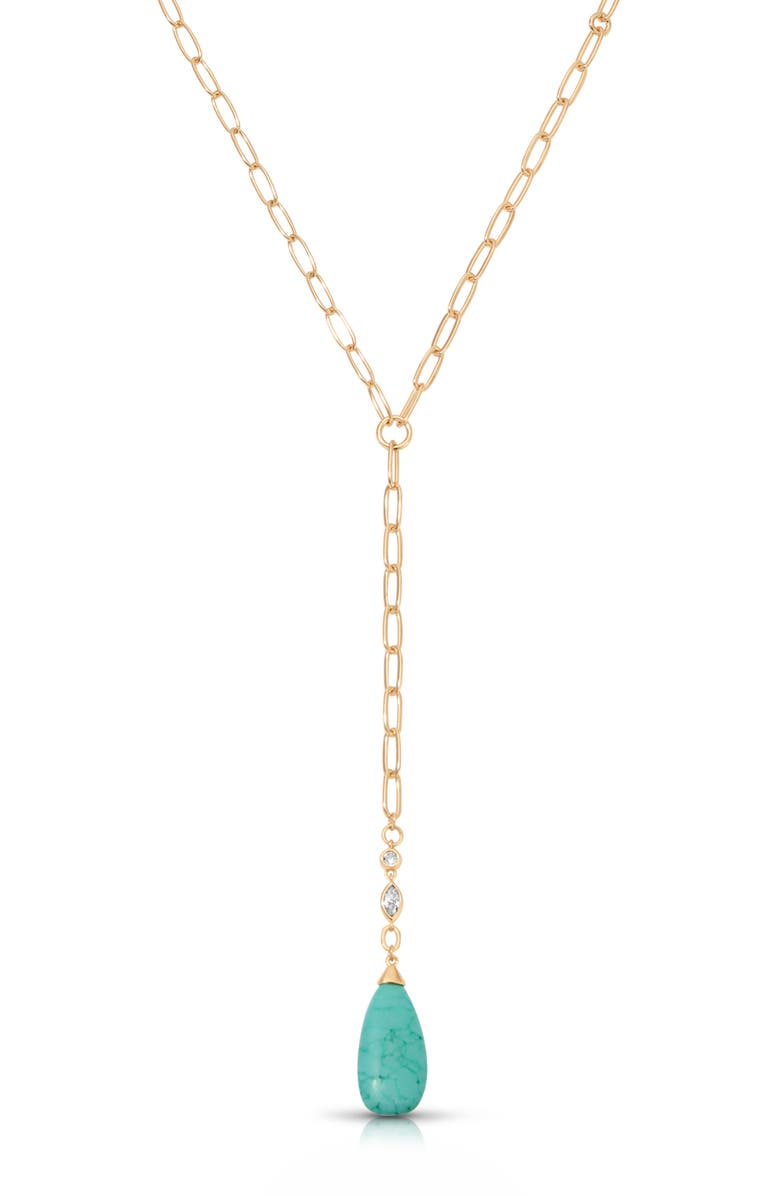 Ettika Teardrop Y-Necklace, Alternate, color, Turquoise