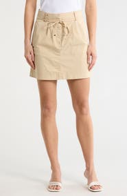 BOSS Orange Varachute Belted Stretch Cotton Miniskirt