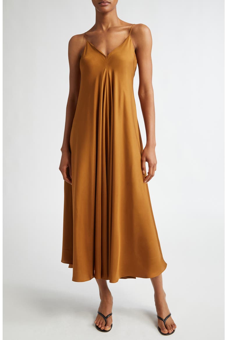 Silk Asymmetric Slipdress, Main, color, TAN
