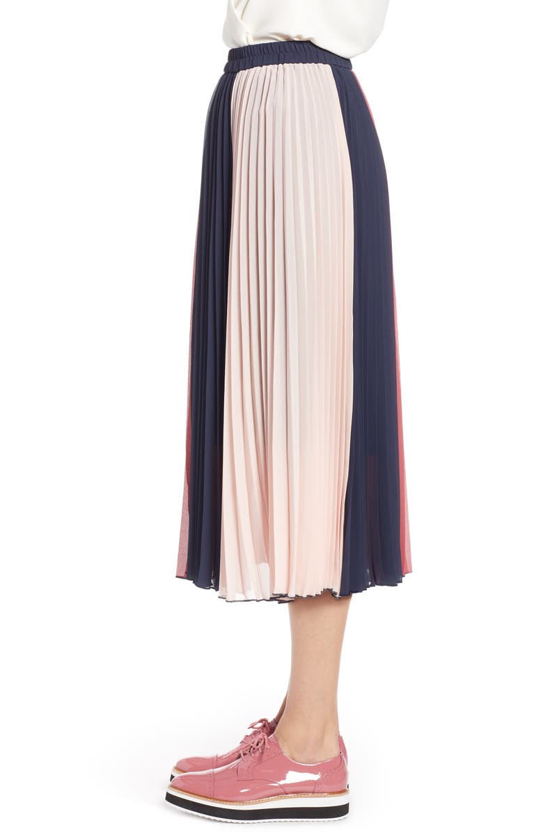 Halogen<sup>®</sup> x Atlantic-Pacific Colorblock Pleated Midi Skirt, Alternate, color, 