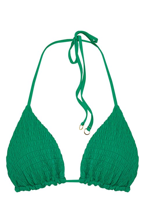Maaji Balmy Smocked Triangle Bikini Top In Green