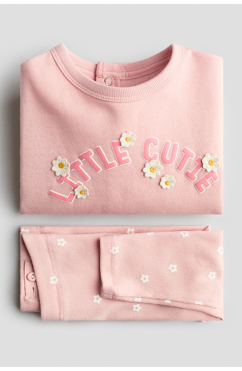 H&M 2-piece Top And Leggings Set, Alternate, color, Light Pink/Little Cutie