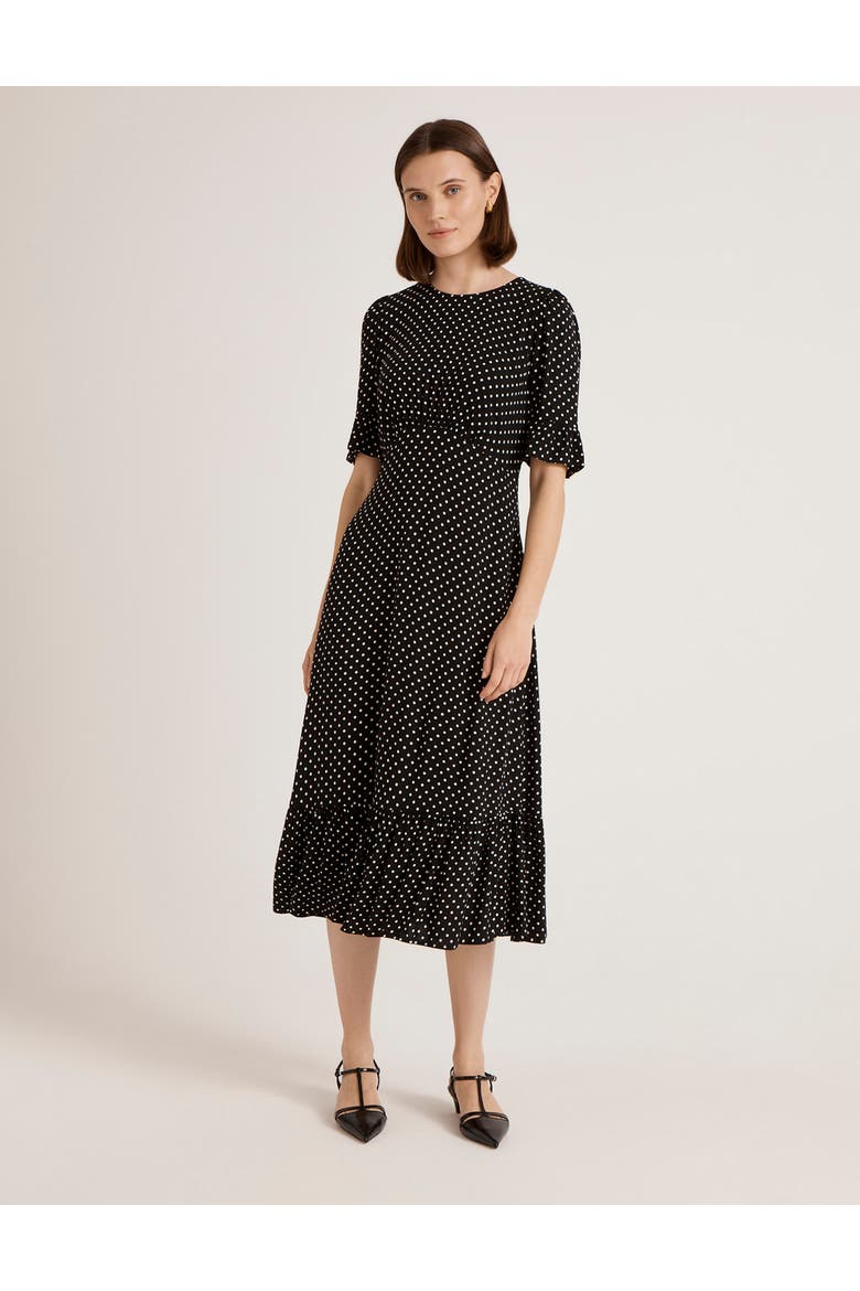 Sylvie Polka Dot Midi Dress, Alternate, color, Black Spot