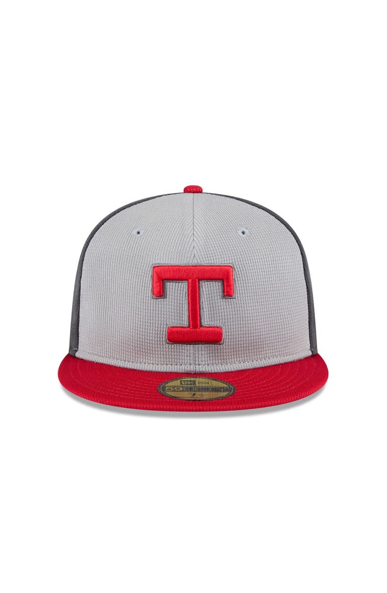 New Era Men's New Era  Gray/Red Texas Rangers 2025 Batting Practice 59FIFTY Fitted Hat, Alternate, color, 