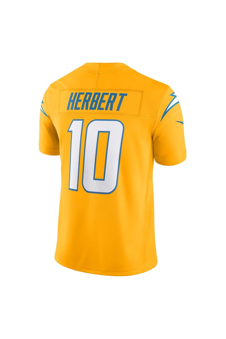 Men's Nike Justin Herbert Gold Los Angeles Chargers Alternate Charger Power Vapor F.U.S.E. Limited Jersey, Alternate, color, Gold