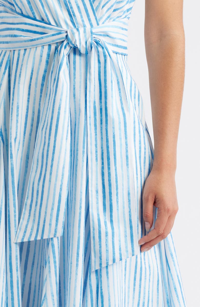 Tahari ASL Stripe Sleeveless Midi Dress, Alternate, color, White Blue