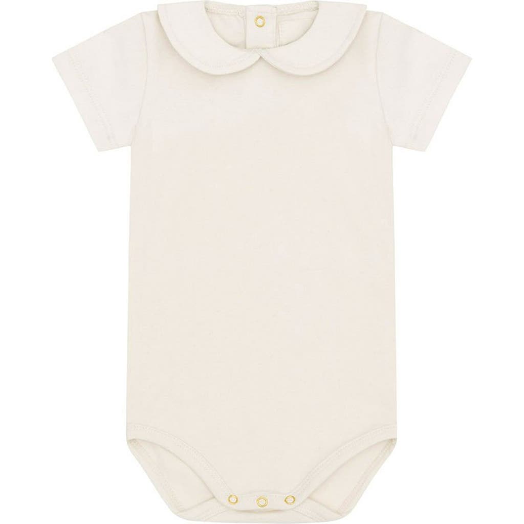 Vild House Of Little Ss Organic Cotton Collared Bodysuit In Ecru-no Dye