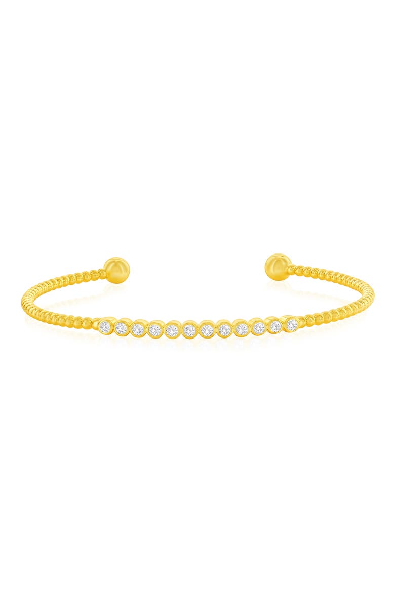 Bezel Set Cubic Zirconia Beaded Bracelet, Main, color, GOLD