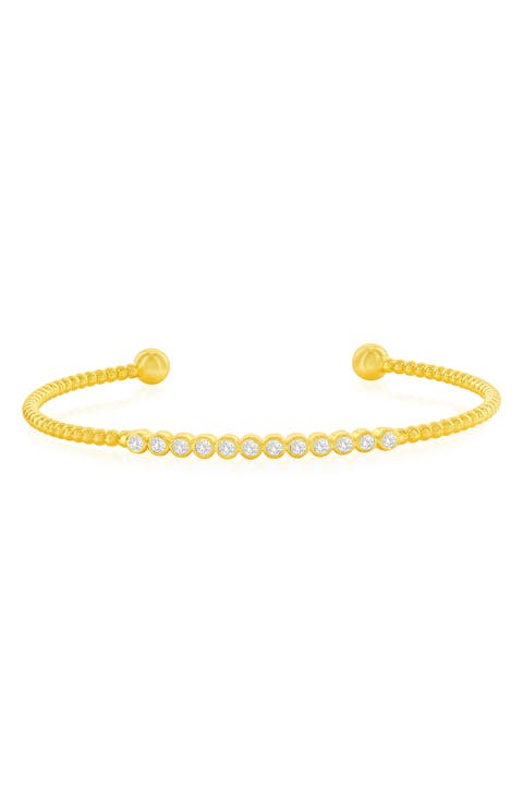 Bezel Set Cubic Zirconia Beaded Bracelet