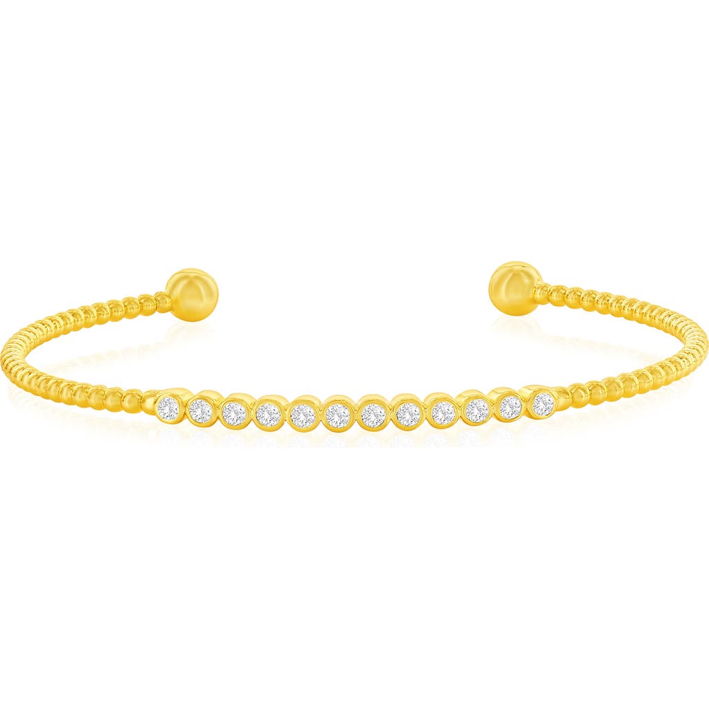 Simona Bezel Set Cubic Zirconia Beaded Bracelet In Gold