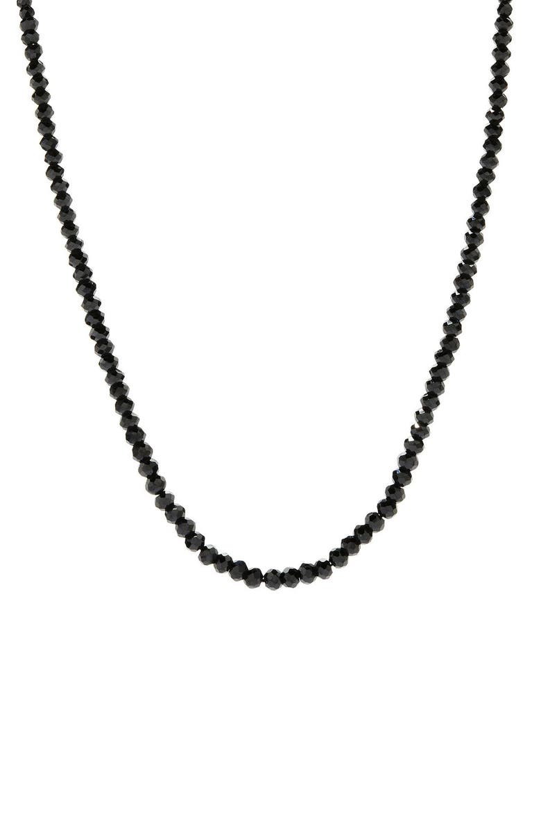 SAMUEL B. Sterling Silver Black Spinel Beaded Necklace, Main, color, Black