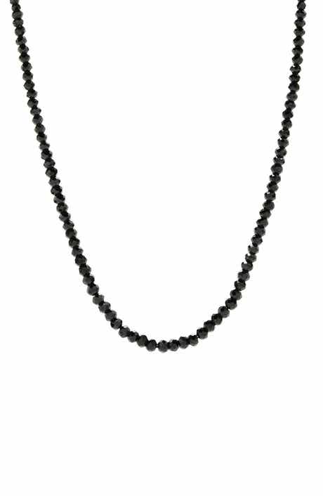 SAMUEL B. Sterling Silver Black Spinel Beaded Necklace
