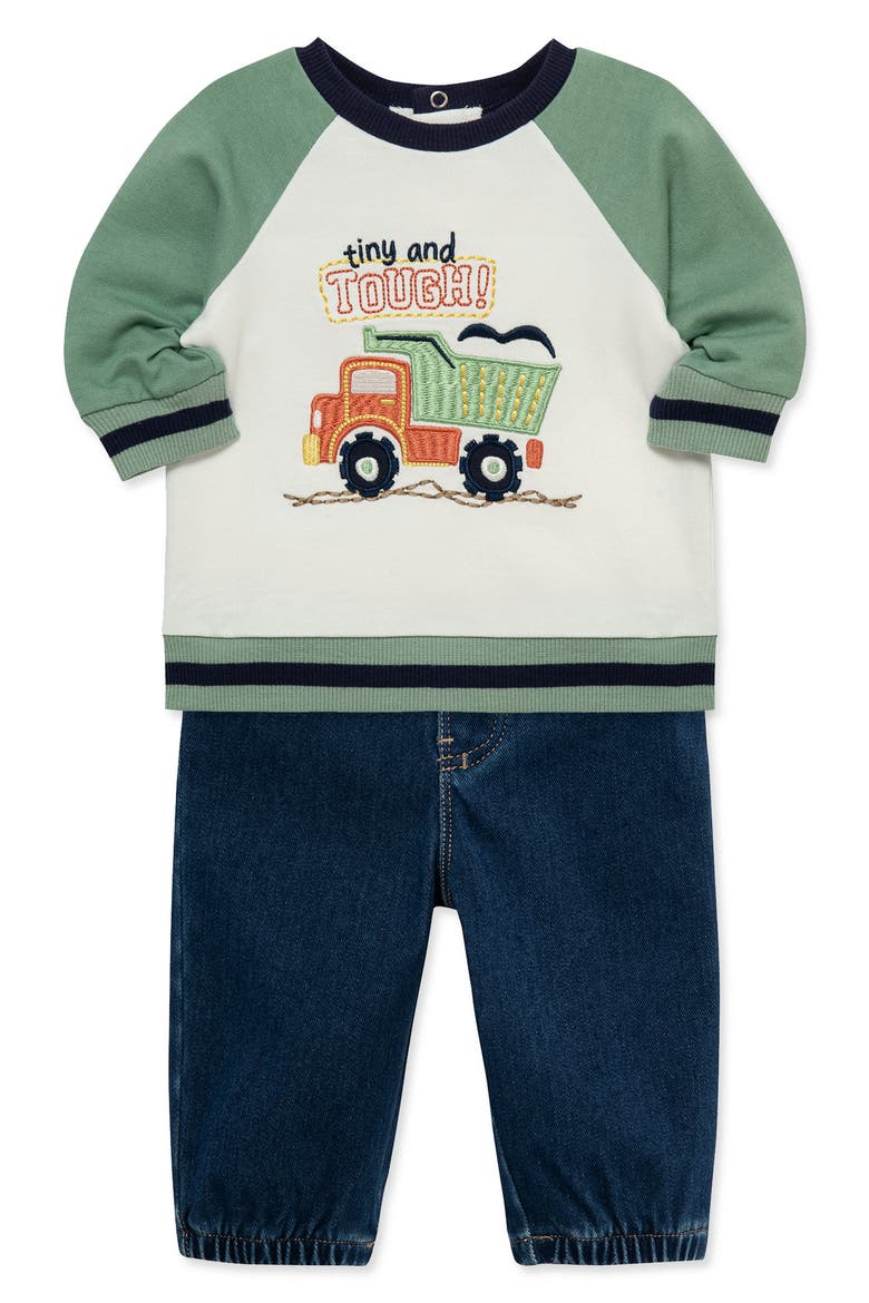 Big Truck Active Top & Denim Joggers Set, Alternate, color, DENIM