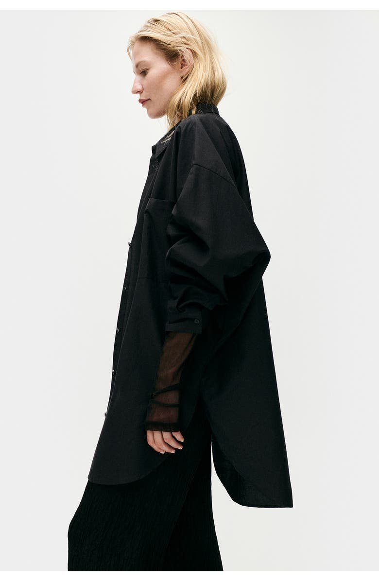 SILK LAUNDRY COTTON SILK ROUND SHIRT BLACK, Alternate, color, 