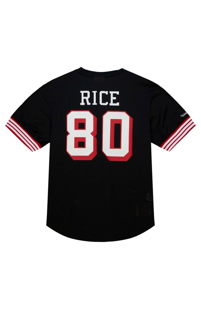 Mitchell & Ness Men's Mitchell & Ness Jerry Rice Black San Francisco 49ers Retired Player Name & Number Mesh Top, Alternate, color, Black